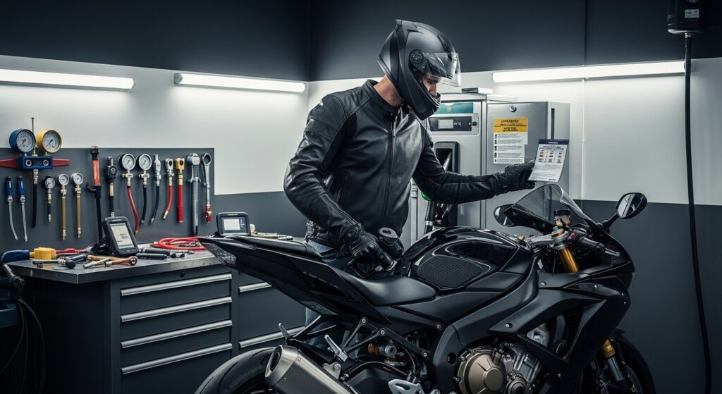 E15 motorcycle fuel warning for riders before filling up