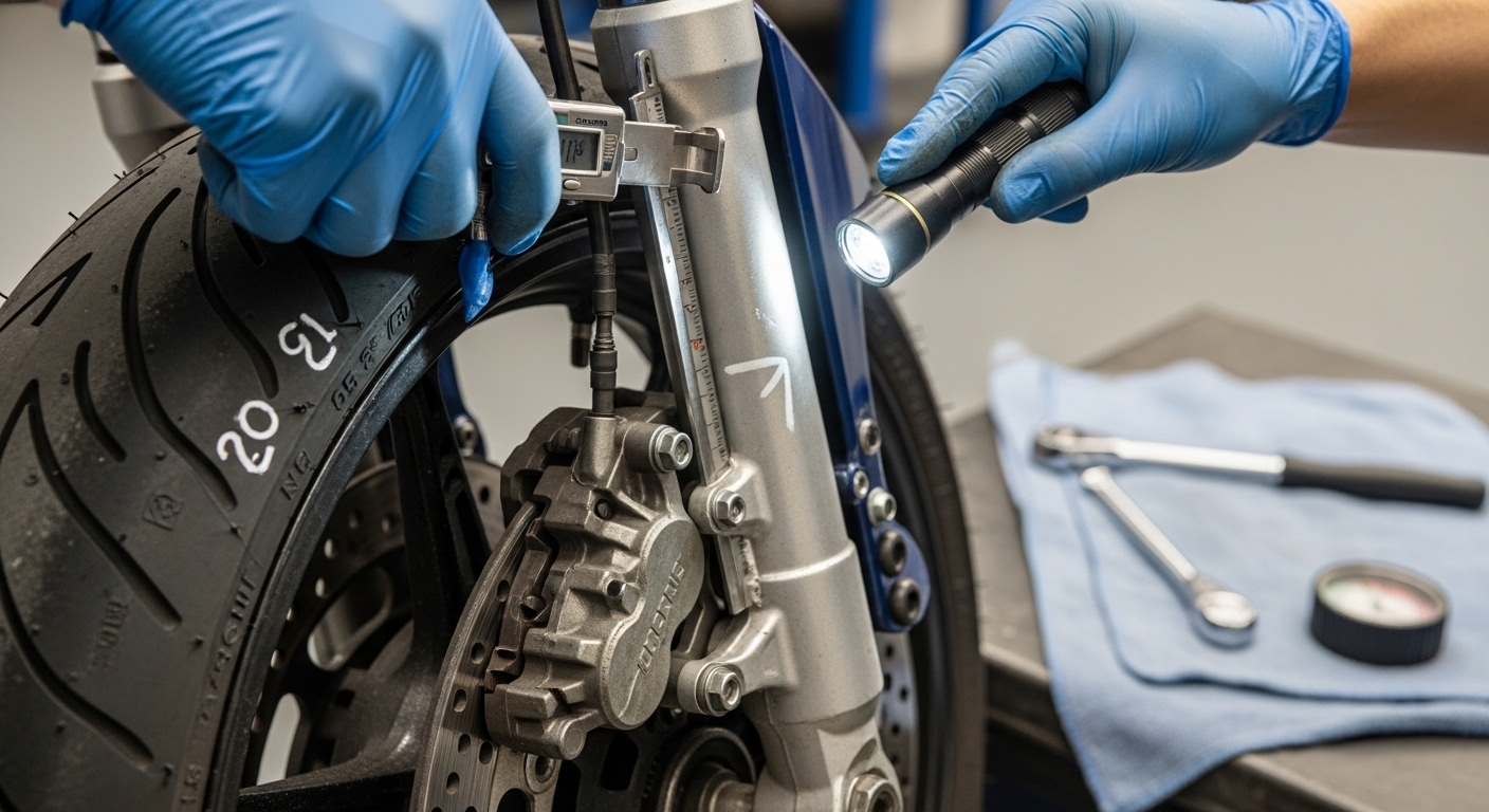 Motorcycle tire and brake inspection for safer riding